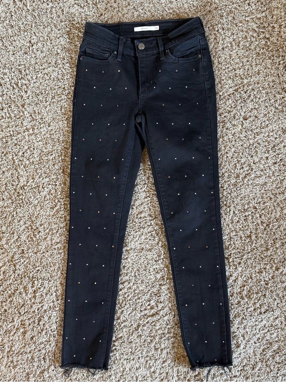 Levi's 711 skinny ankle Flash Dance rhinestone jeans